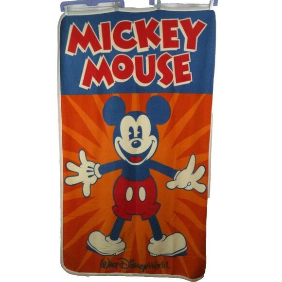 Disney Parks Mickey Mouse Fleece Throw Blanket Plush 40 x 60 Crib Retro WDW - Picture 1 of 8